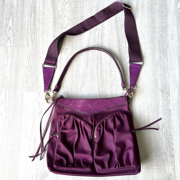 MZ Wallace Thompson Hobo bag in Elderberry nylon with Suede leather trim - Picture 1 of 9
